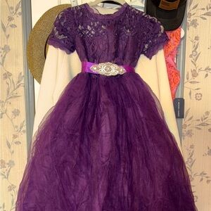 Elegant Purple Lace Kids Dress